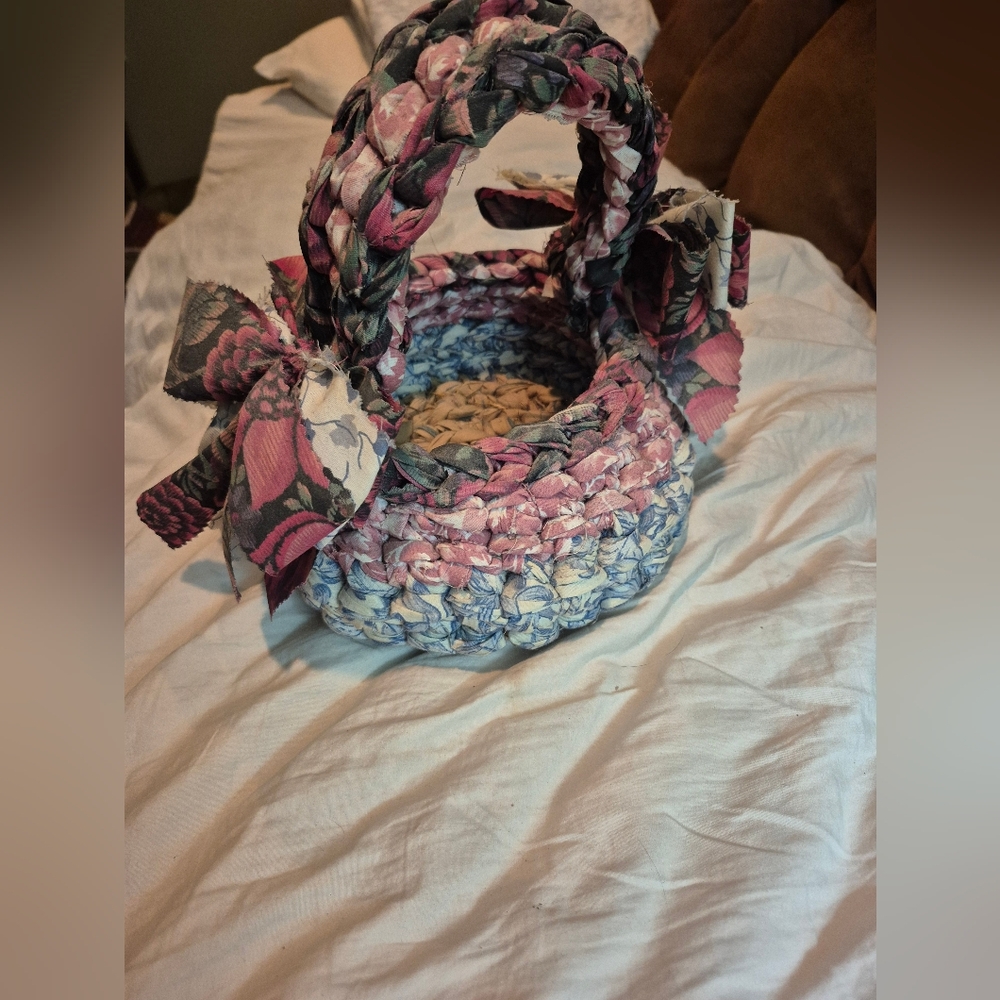 Hand Crafted Woven Cloth Decorative Basket